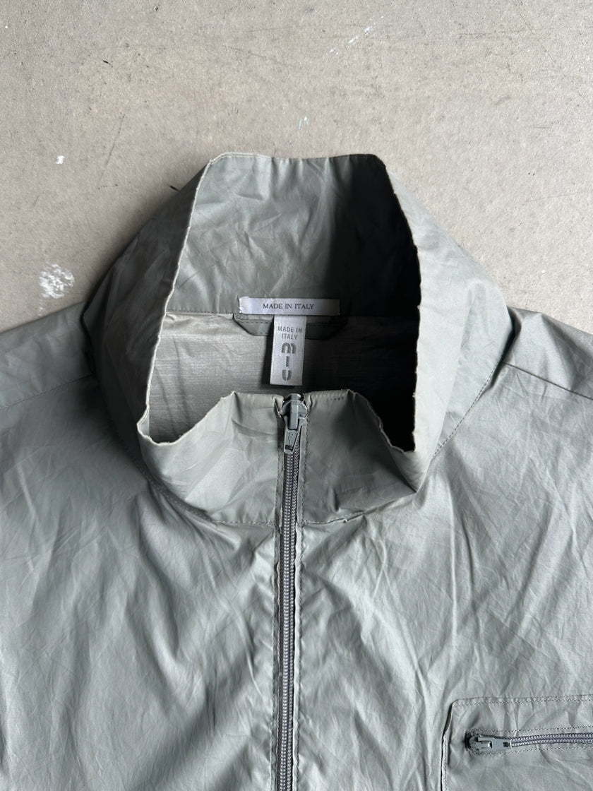 MIU MIU -  S/S 1999 METALLIC SILVER STRAIGHT FIT WAXED JACKET
