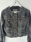 GIANFRANCO FERRÉ - early 2000s CROP FIT DENIM JACKET WITH EXPOSED ZIP DETAILS