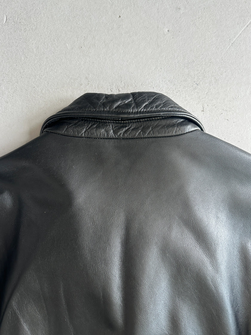 ARMANI JEANS - 1990s STRAIGHT FIT LEATHER JACKET
