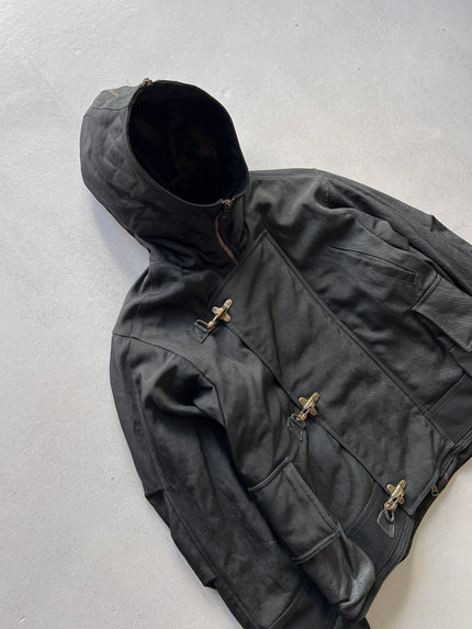 GIANFRANCO FERRÉ – 1990s BLACK HOODED JACKET WITH TOGGLE CLOSURES