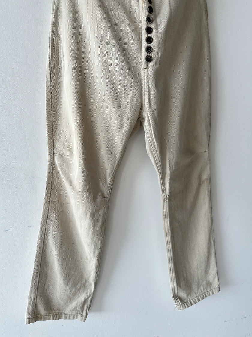 KAPITAL - 1990s LOW CROTCH  TROUSERS WITH WOVEN WAIST PANEL