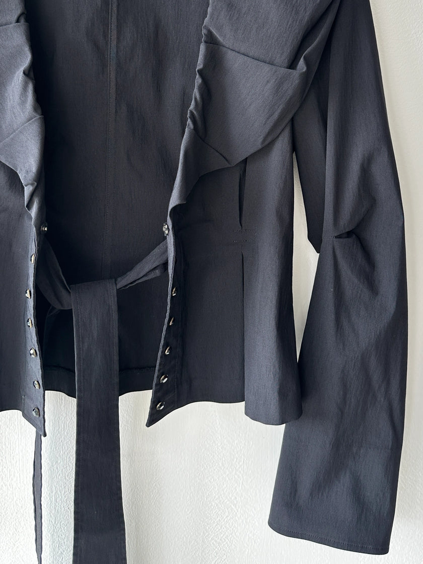 JAPANESE LABEL 2000s PANELED BLOUSE WITH SCULPTURAL COLLAR