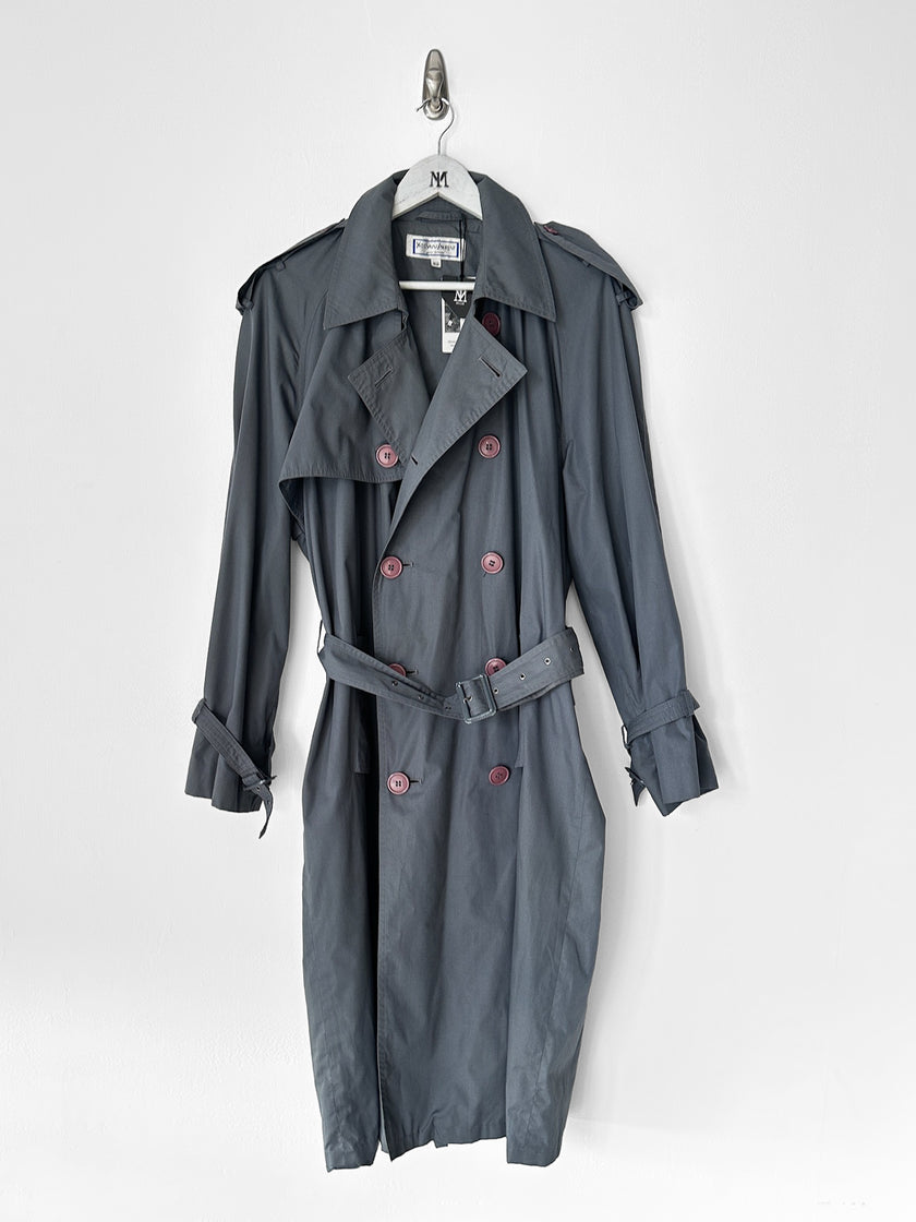 YVES SAINT LAURENT - 1980s LONG TRENCH COAT