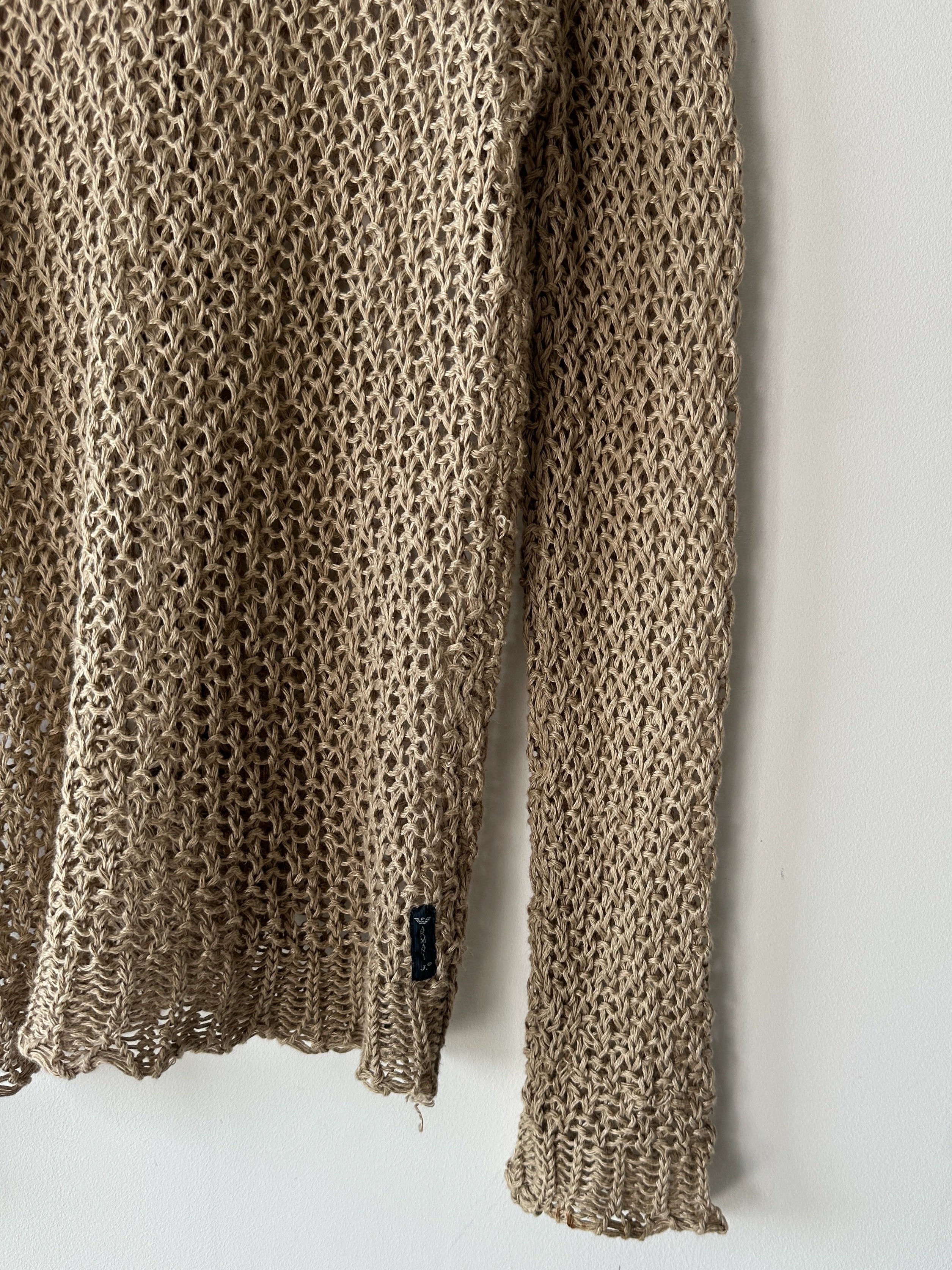 ARMANI JEANS - 2000s OPEN WEAVE KNIT LONG SLEEVE TOP