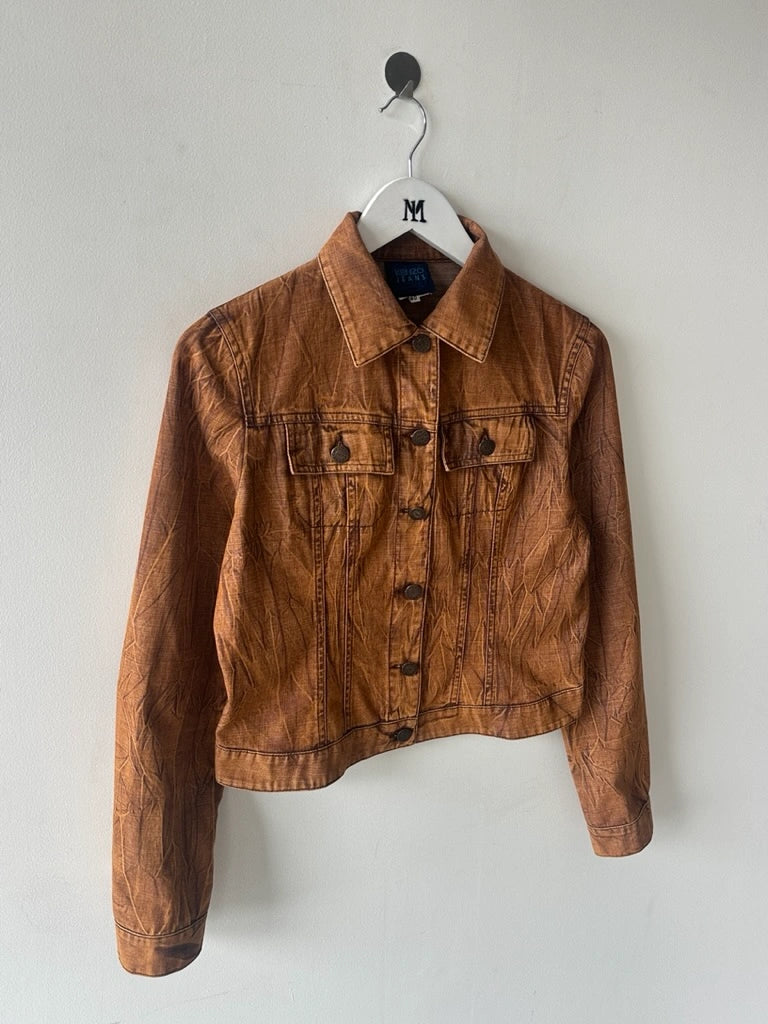 KENZO  - 1980s DENIM JACKET WITH CRINKLED EFFECT WASH
