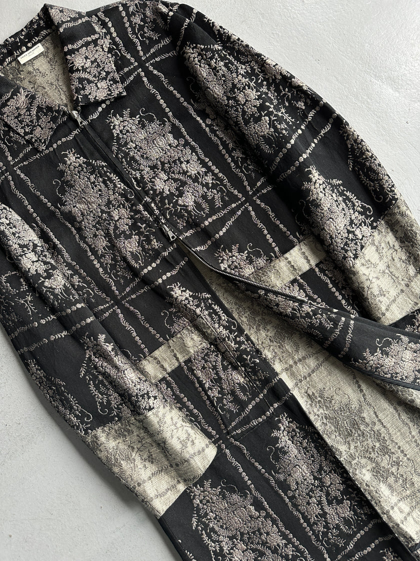 DRIES VAN NOTEN - 2000s METALLIC JACQUARD FLORAL COAT