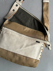 YOHJI YAMAMOTO Y'SACCS - 1990s RECTANGULAR MESSENGER BAG WITH DISTRESSED LEATHER FRONT PANEL