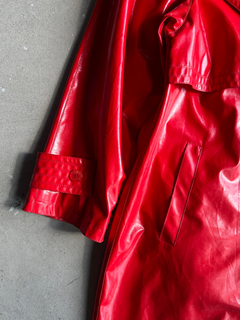 1980s DOUBLE BREASTED PVC TRENCH COAT
