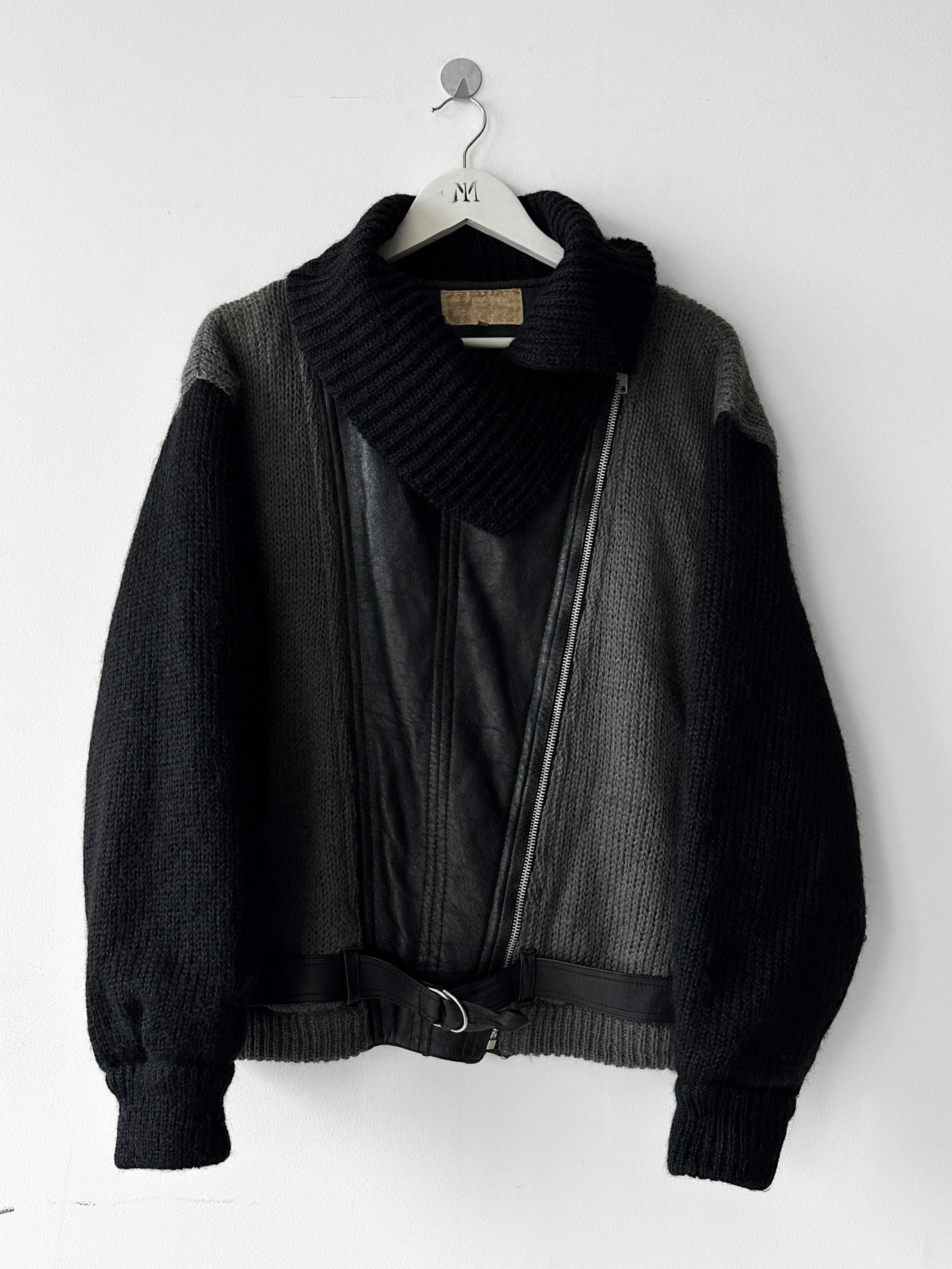 ICEBERG BY J.C. DE CASTELBAJAC - 1980s KNITTED JACKET WITH LEATHER PANEL