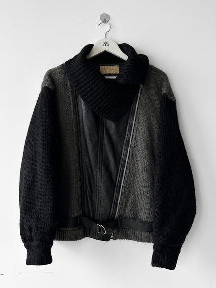 ICEBERG BY J.C. DE CASTELBAJAC - 1980s KNITTED JACKET WITH LEATHER PANEL