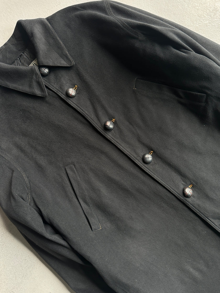 JEAN PAUL GAULTIER JEANS - 1990s LONG COAT WITH CONTRASTING SEAMS