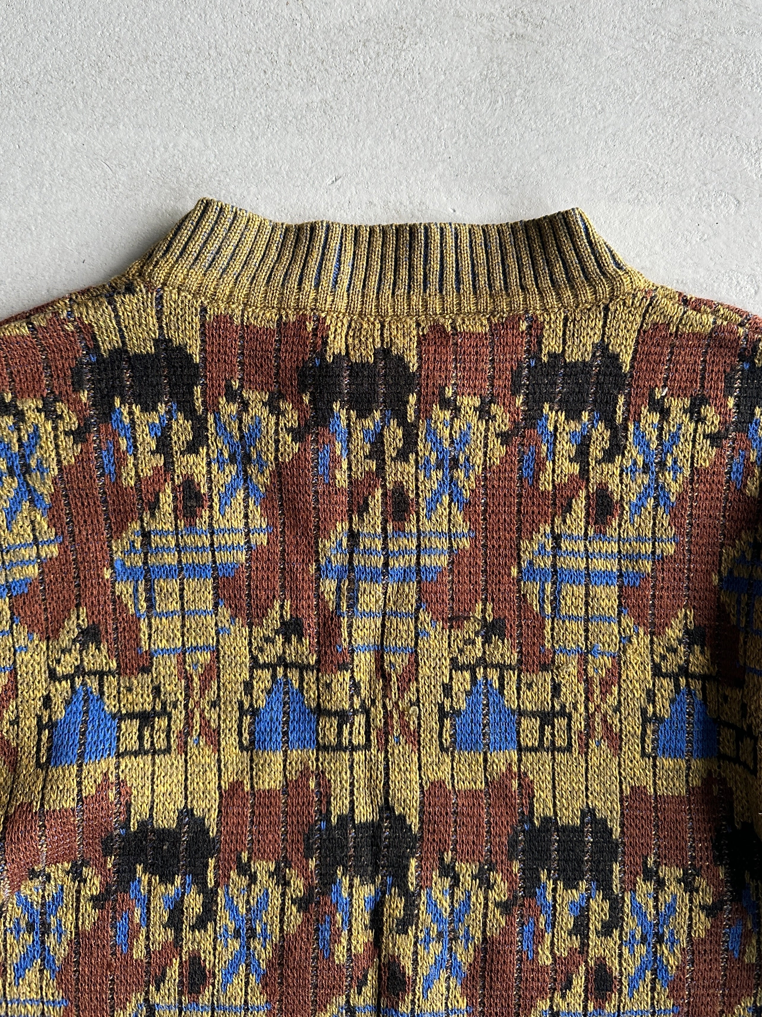 1980s JACQUARD PRINT ROUND NECK KNIT JUMPER