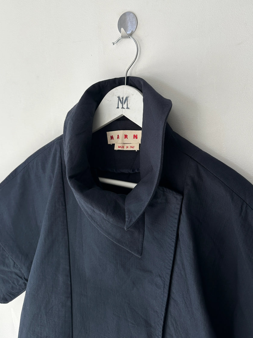 MARNI - early 2000s WIDE SHORT SLEEVE JACKET WITH ASYMMETRICAL FRONT CLOSURE