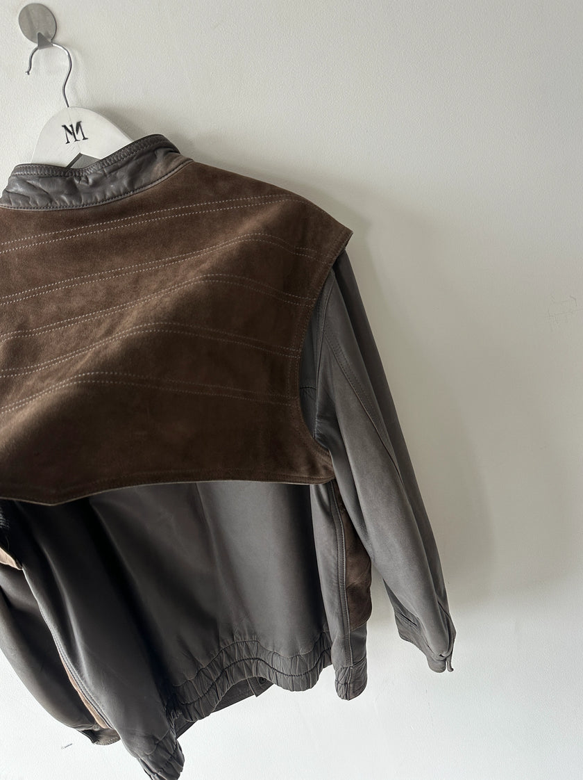SPANISH LABEL 1980s PANELED LEATHER JACKET