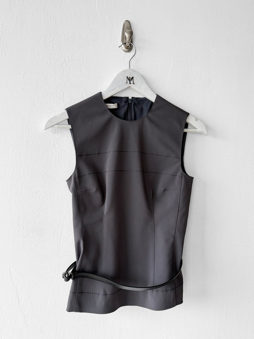 PRADA - early 2000s TECHNICAL VEST TOP WITH ADJUSTABLE WAIST BELT