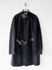 JEAN PAUL GAULTIER - early 2000s VELVET COAT WITH LEATHER STRAP AT COLLAR AND BELTED WAIST
