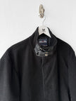 JEAN PAUL GAULTIER - early 2000s VELVET COAT WITH LEATHER STRAP AT COLLAR AND BELTED WAIST