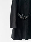 JEAN PAUL GAULTIER - early 2000s VELVET COAT WITH LEATHER STRAP AT COLLAR AND BELTED WAIST