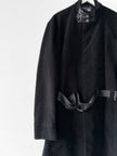 JEAN PAUL GAULTIER - early 2000s VELVET COAT WITH LEATHER STRAP AT COLLAR AND BELTED WAIST