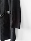 JEAN PAUL GAULTIER - early 2000s VELVET COAT WITH LEATHER STRAP AT COLLAR AND BELTED WAIST
