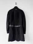 JEAN PAUL GAULTIER - early 2000s VELVET COAT WITH LEATHER STRAP AT COLLAR AND BELTED WAIST