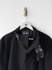 JEAN PAUL GAULTIER - early 2000s VELVET COAT WITH LEATHER STRAP AT COLLAR AND BELTED WAIST
