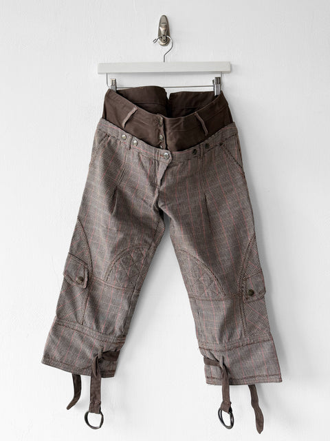 JUST CAVALLI - F/W 2006 CROPPED HOUNDSTOOTH CHECK CARGO TROUSERS