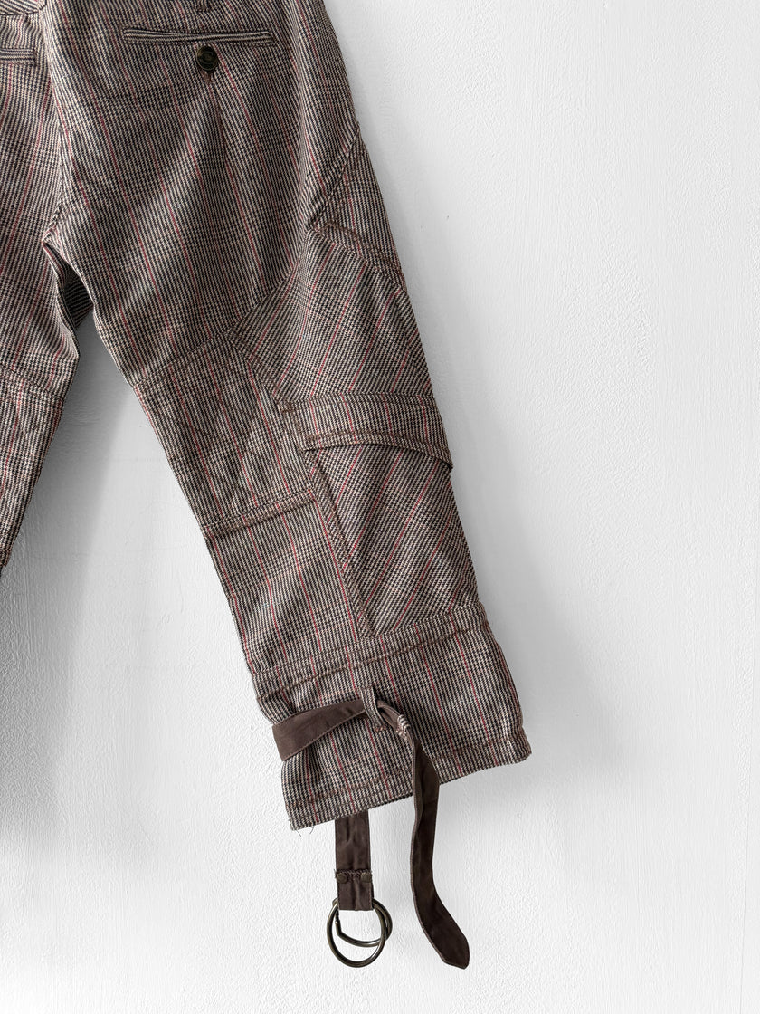 JUST CAVALLI - F/W 2006 CROPPED HOUNDSTOOTH CHECK CARGO TROUSERS