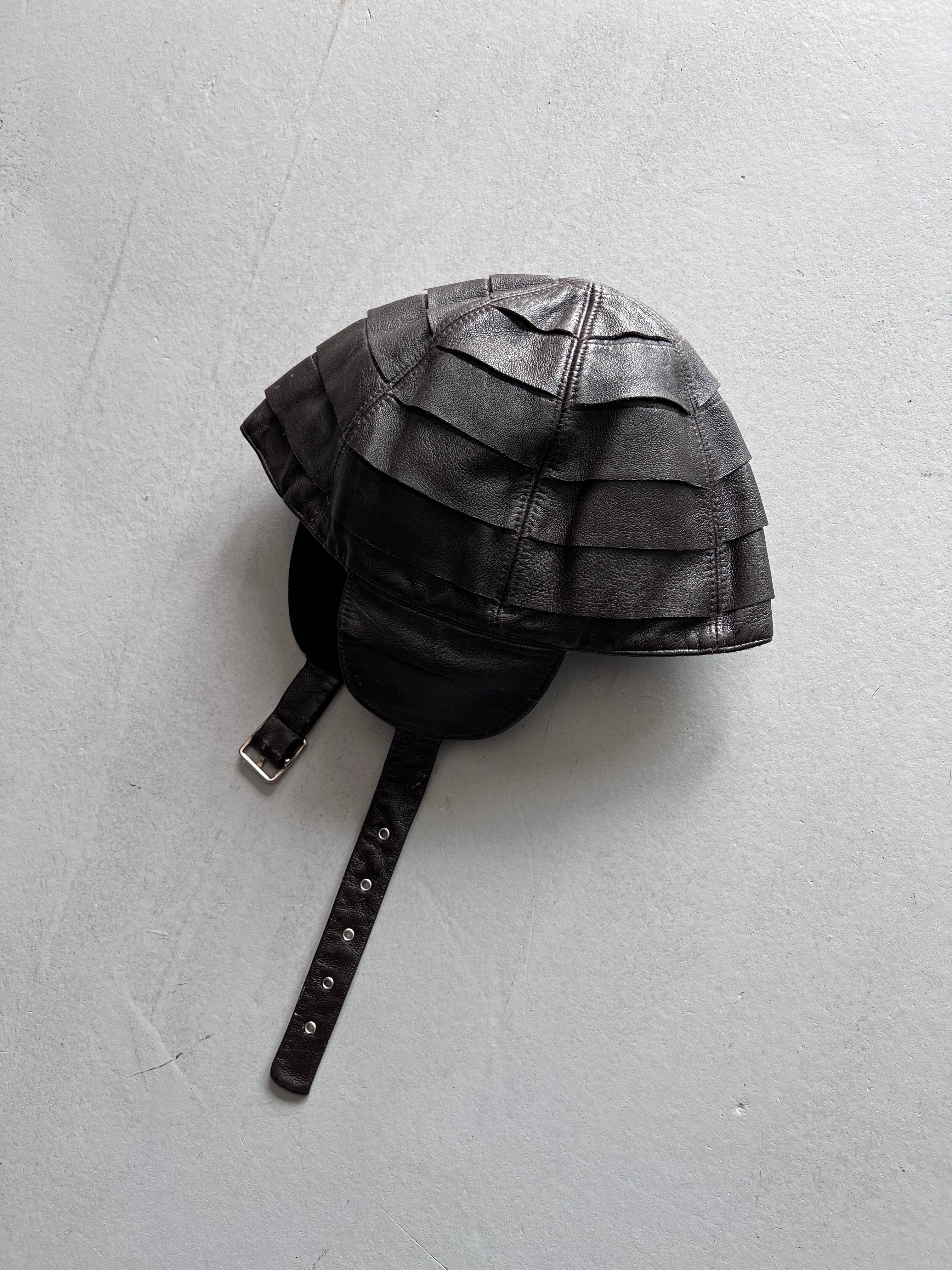 GIORGIO ARMANI 1990s HELMET INSPIRED LEATHER HAT