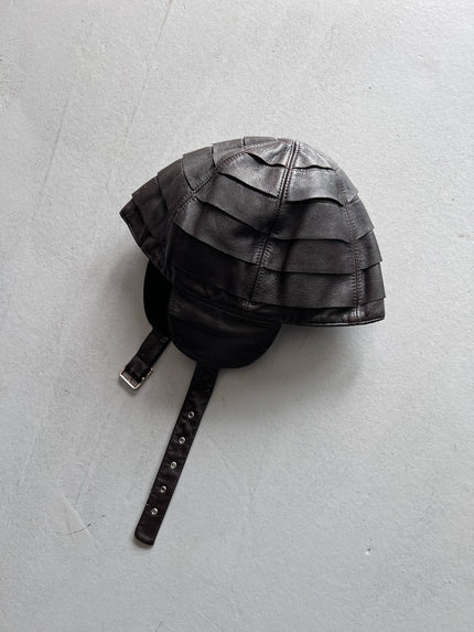 GIORGIO ARMANI 1990s HELMET INSPIRED LEATHER HAT