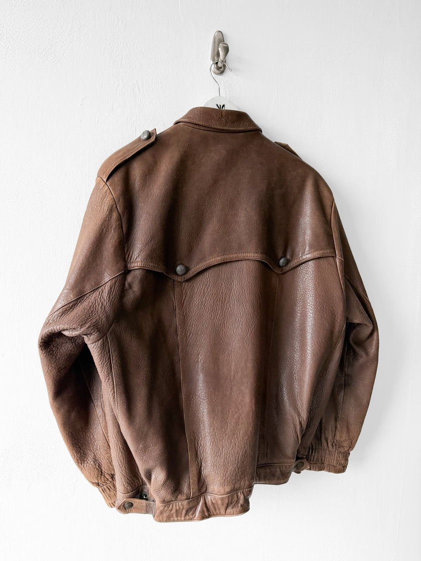 MARITHÉ & FRANÇOIS GIRBAUD X COMPAGNIE DES MONTAGNES & DES FORÊTS - 1980s ASYMMETRICAL FRONT LEATHER JACKET