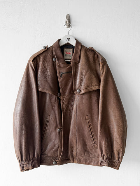 MARITHÉ & FRANÇOIS GIRBAUD X COMPAGNIE DES MONTAGNES & DES FORÊTS - 1980s ASYMMETRICAL FRONT LEATHER JACKET