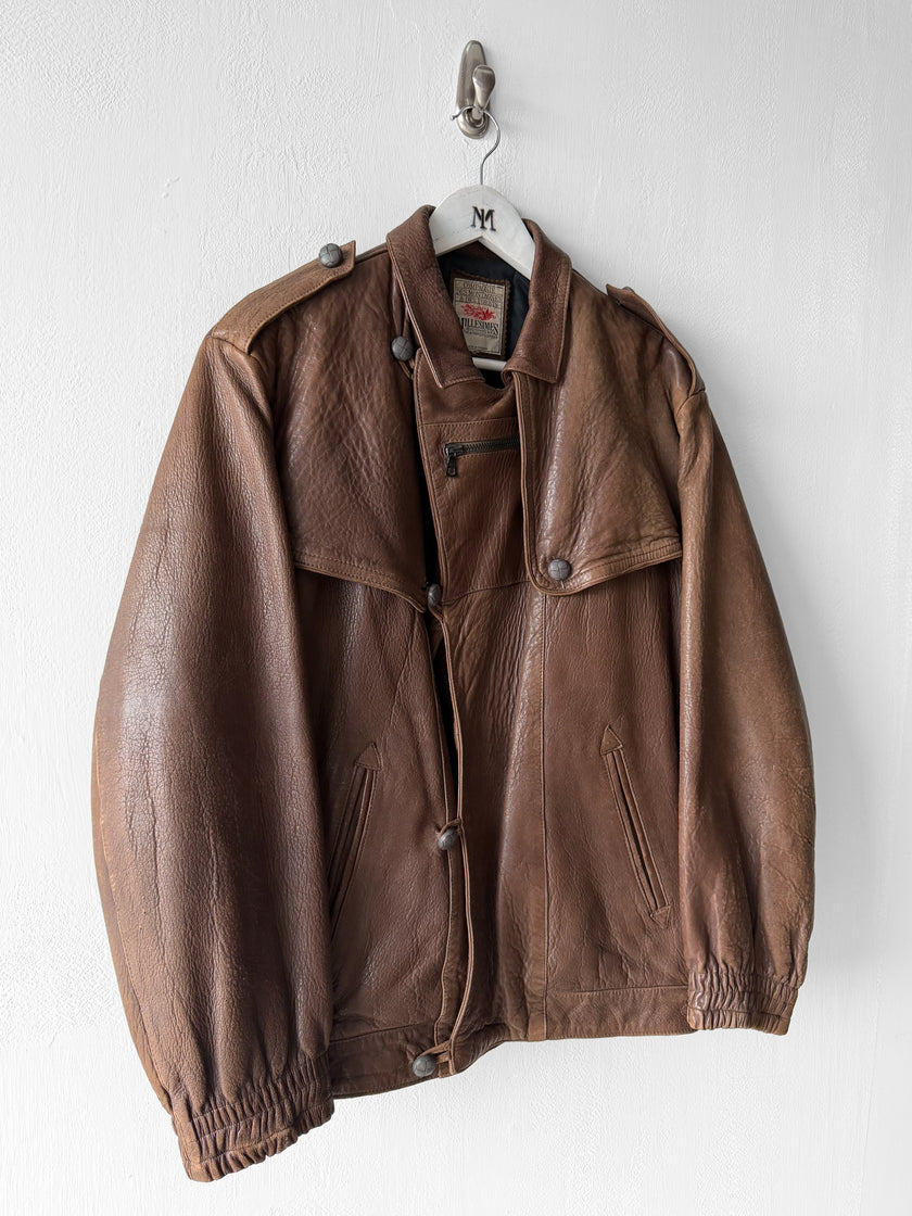 MARITHÉ & FRANÇOIS GIRBAUD X COMPAGNIE DES MONTAGNES & DES FORÊTS - 1980s ASYMMETRICAL FRONT LEATHER JACKET