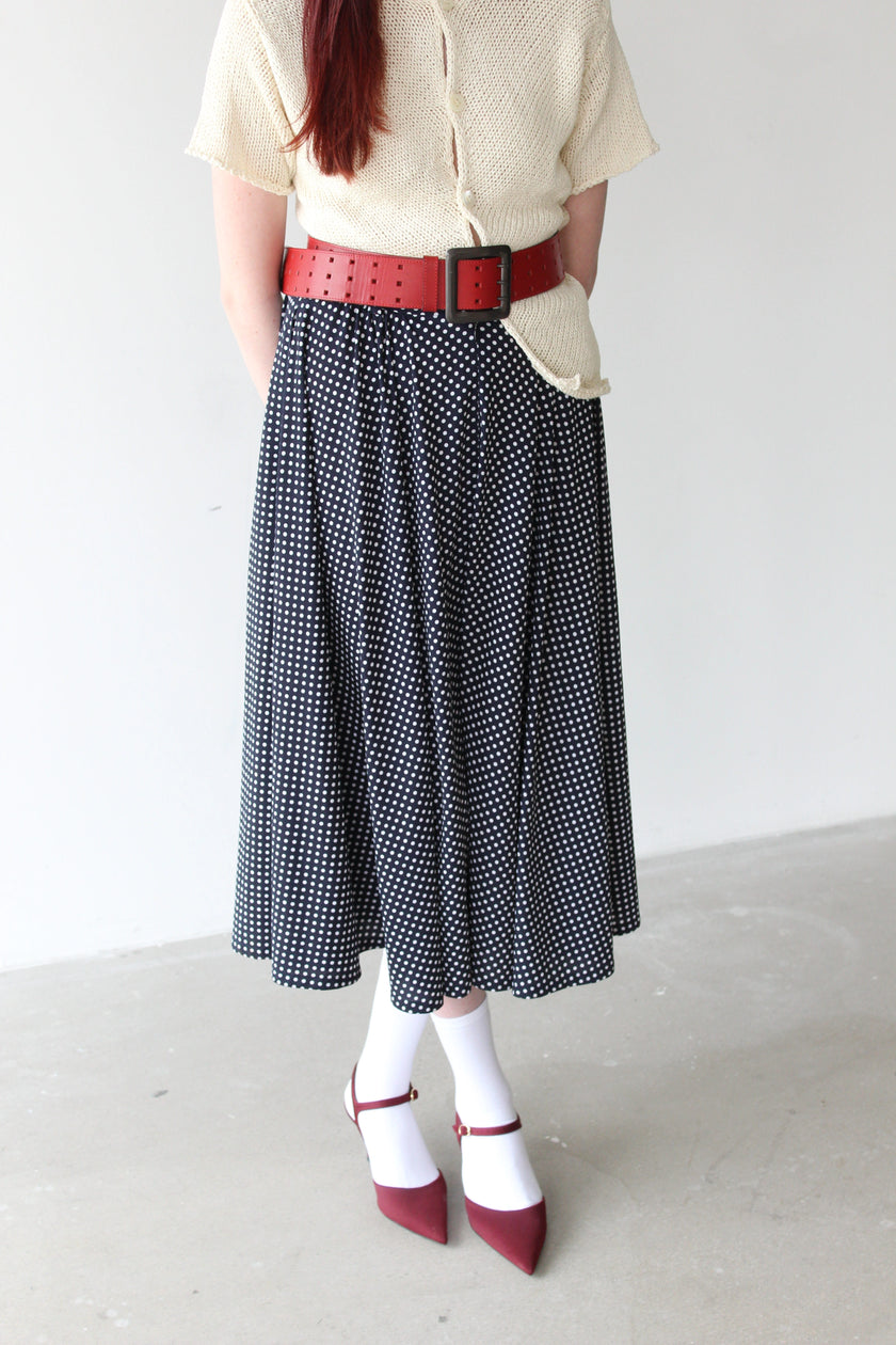 YOHJI YAMAMOTO -  S/S 1996 POLKA DOT FLARED MIDI SKIRT