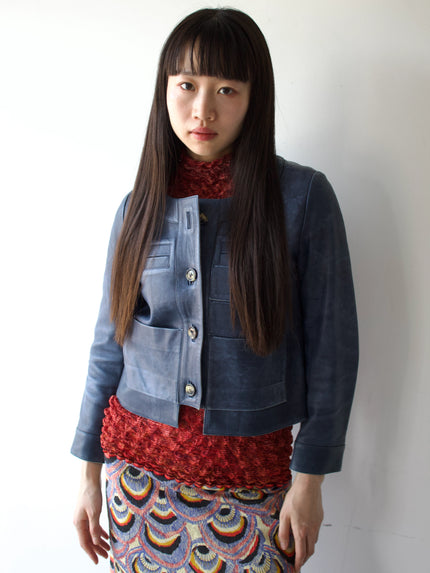 CHLOÉ - 2000s CROPPED FIT DISTRESSED LEATHER JACKET