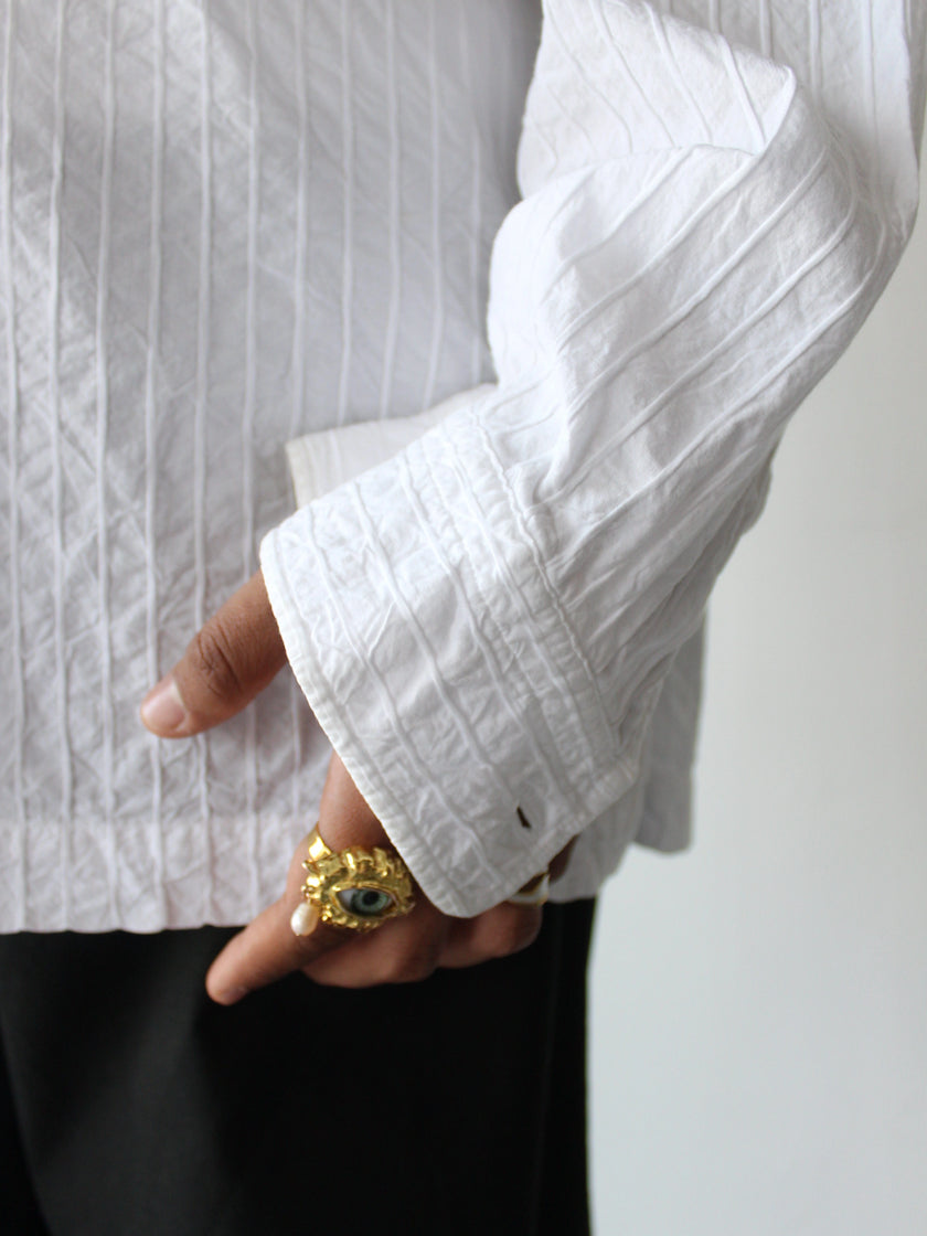 ISSEY MIYAKE MEN - S/S 2005 MANDARIN COLLAR CRINKLED SHIRT