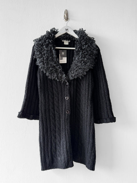 ISSEY MIYAKE - F/W 2002 CHUNKY KNIT CARDIGAN WITH OVERSIZED COLLAR