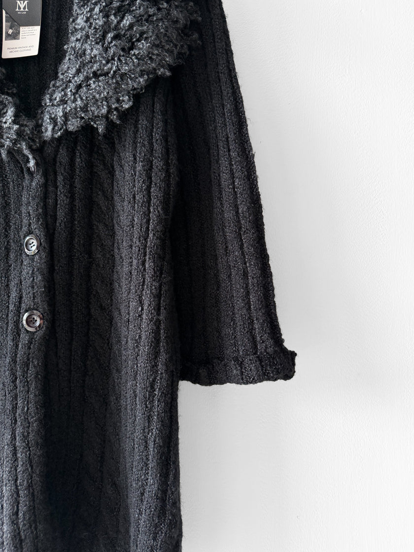 ISSEY MIYAKE - F/W 2002 CHUNKY KNIT CARDIGAN WITH OVERSIZED COLLAR