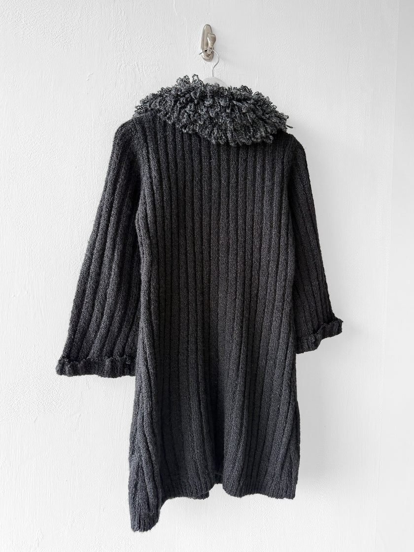 ISSEY MIYAKE - F/W 2002 CHUNKY KNIT CARDIGAN WITH OVERSIZED COLLAR