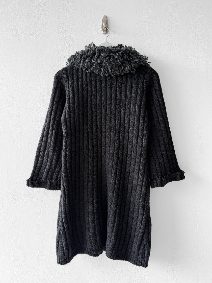 ISSEY MIYAKE - F/W 2002 CHUNKY KNIT CARDIGAN WITH OVERSIZED COLLAR
