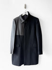 YOHJI YAMAMOTO - F/W 2002 PANELLED CASHMERE BLEND COAT WITH CONTRASTING LEATHER PANELS