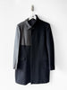 YOHJI YAMAMOTO - F/W 2002 PANELLED CASHMERE BLEND COAT WITH CONTRASTING LEATHER PANELS