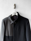 YOHJI YAMAMOTO - F/W 2002 PANELLED CASHMERE BLEND COAT WITH CONTRASTING LEATHER PANELS