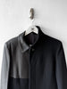 YOHJI YAMAMOTO - F/W 2002 PANELLED CASHMERE BLEND COAT WITH CONTRASTING LEATHER PANELS