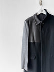YOHJI YAMAMOTO - F/W 2002 PANELLED CASHMERE BLEND COAT WITH CONTRASTING LEATHER PANELS