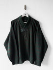 ITALIAN LABEL - 1980s DROPPED SHOULDERS KNIT JUMPER WITH CONTRASTING LEATHER DETAILS