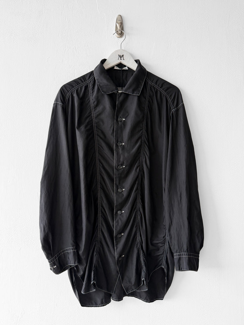 ISSEY MIYAKE - F/W 1994 RUCHED NYLON LONG SLEEVE SHIRT