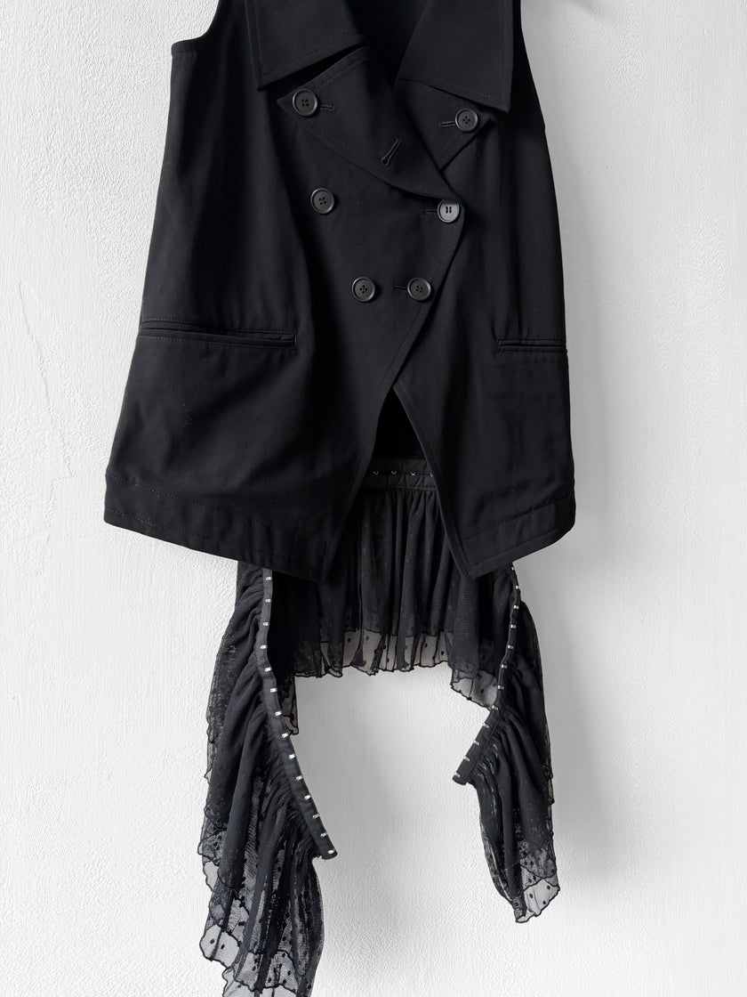LIMI FEU - late 2000s VEST GILET WITH DETACHABLE TULLE HEM