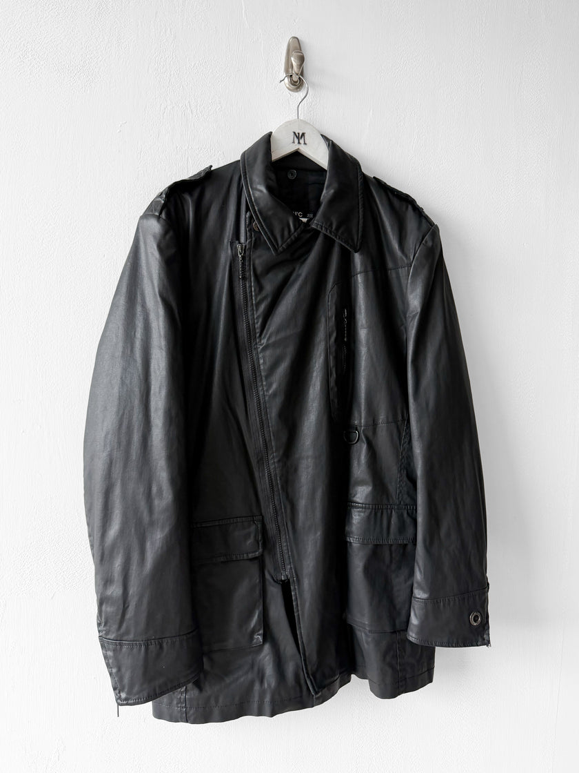 COSTUME NATIONAL - F/W 2008 COATED COTTON JACKET WITH ASYMMETRIC ZIP