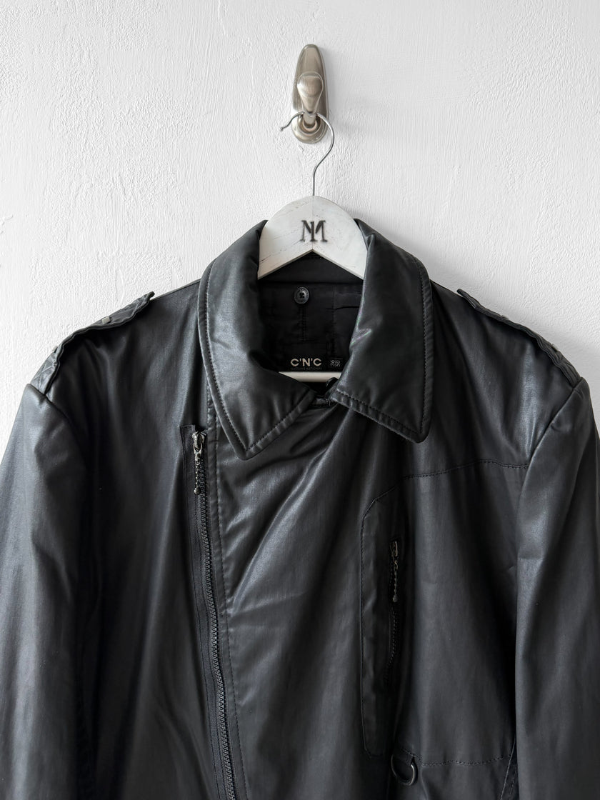 COSTUME NATIONAL - F/W 2008 COATED COTTON JACKET WITH ASYMMETRIC ZIP